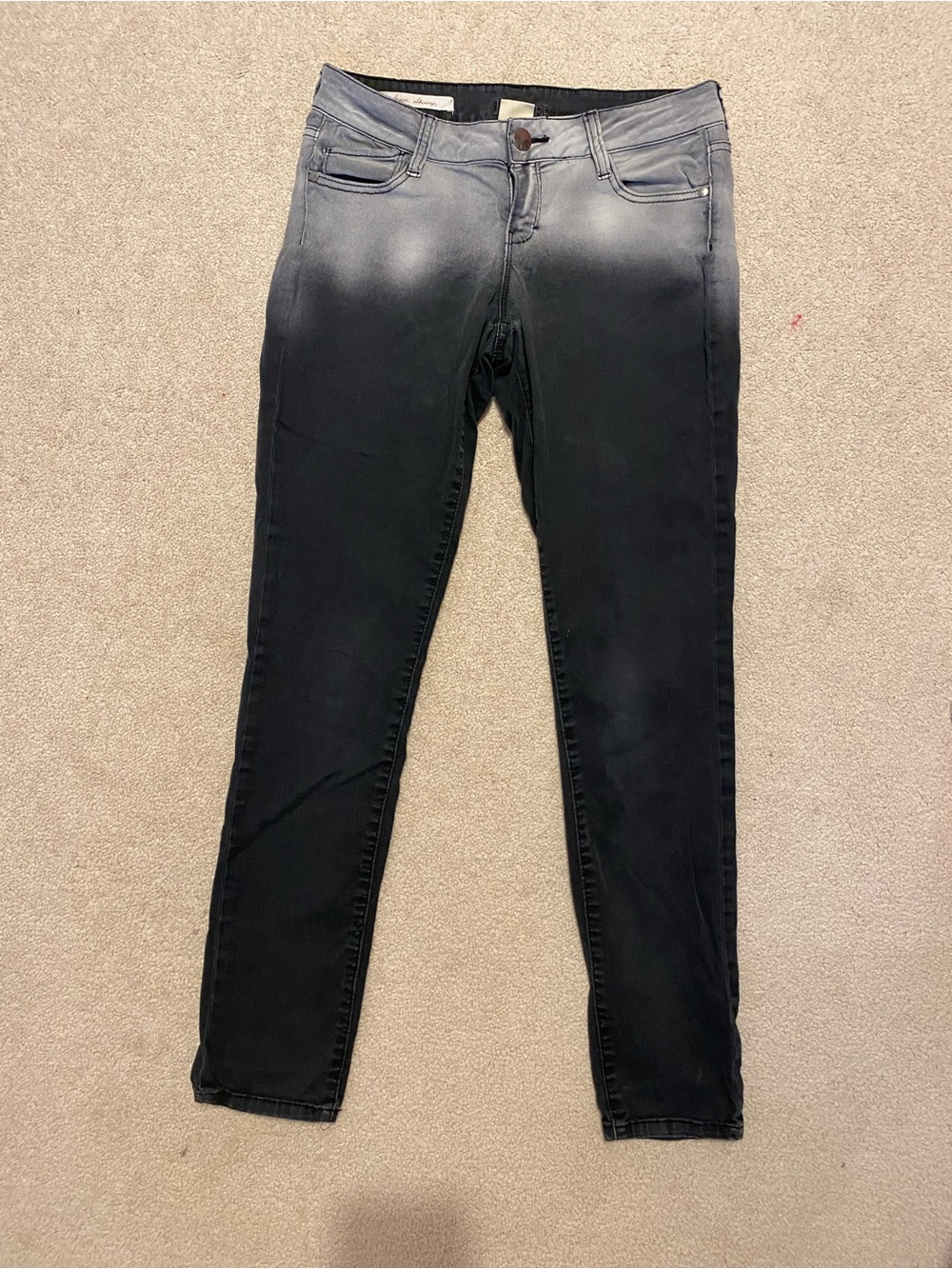 Decree black gray ombre super skinny denim jeans, juniors size 9